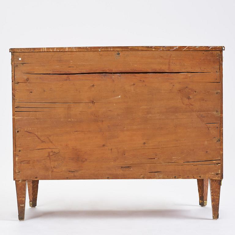 A late Gustavian burr-alder commode, early 19th century.
