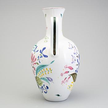 STIG LINDBERG, a faience vase with handle, Gustavsberg 1940s.