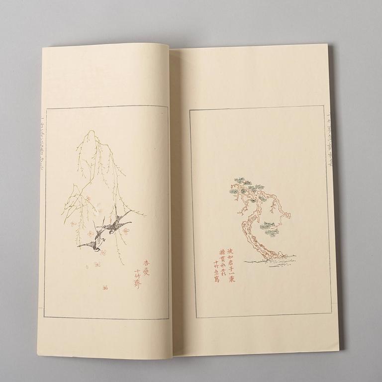SHIZHUZHAI JIANPU, "Ten Bamboo Studio Manual of Painting and Calligraphy", fyra volymer. Rongbaozhai. Beijing, 1952.