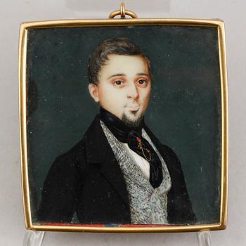 SEBASTIAN HELMLE, miniatyr, gouache, signerad och daterad 1842.