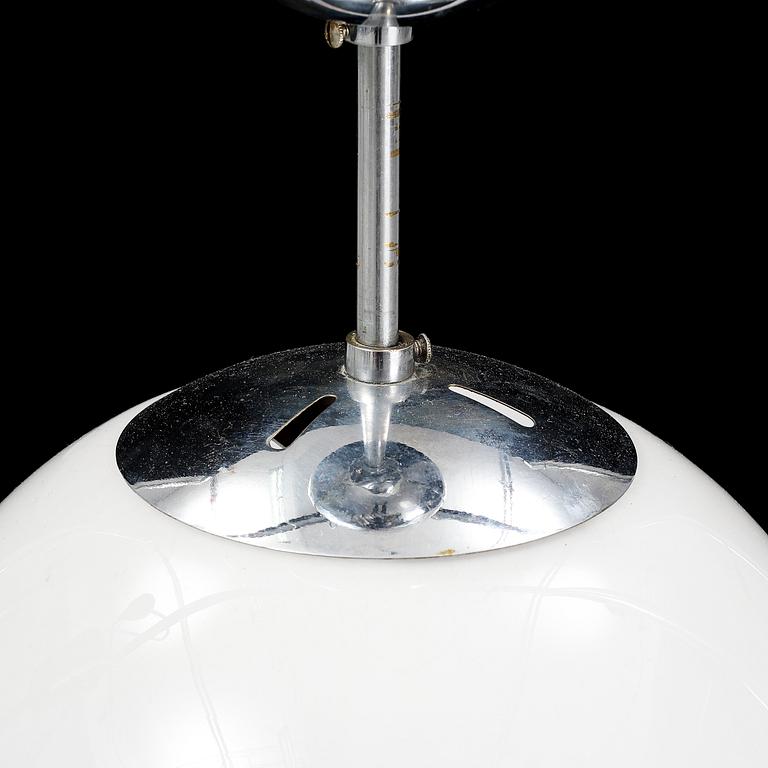 A 1930's glass and chrome ceiling light, Böhlmarks.