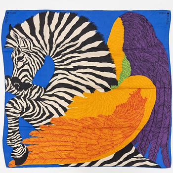 Hermès, a twill silk 'Zebra Pegasus' scarf.