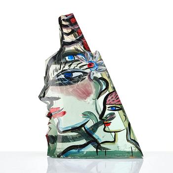 Ulrica Hydman-Vallien, a unique painted glass sculpture, Kosta Boda, Sweden 1992.