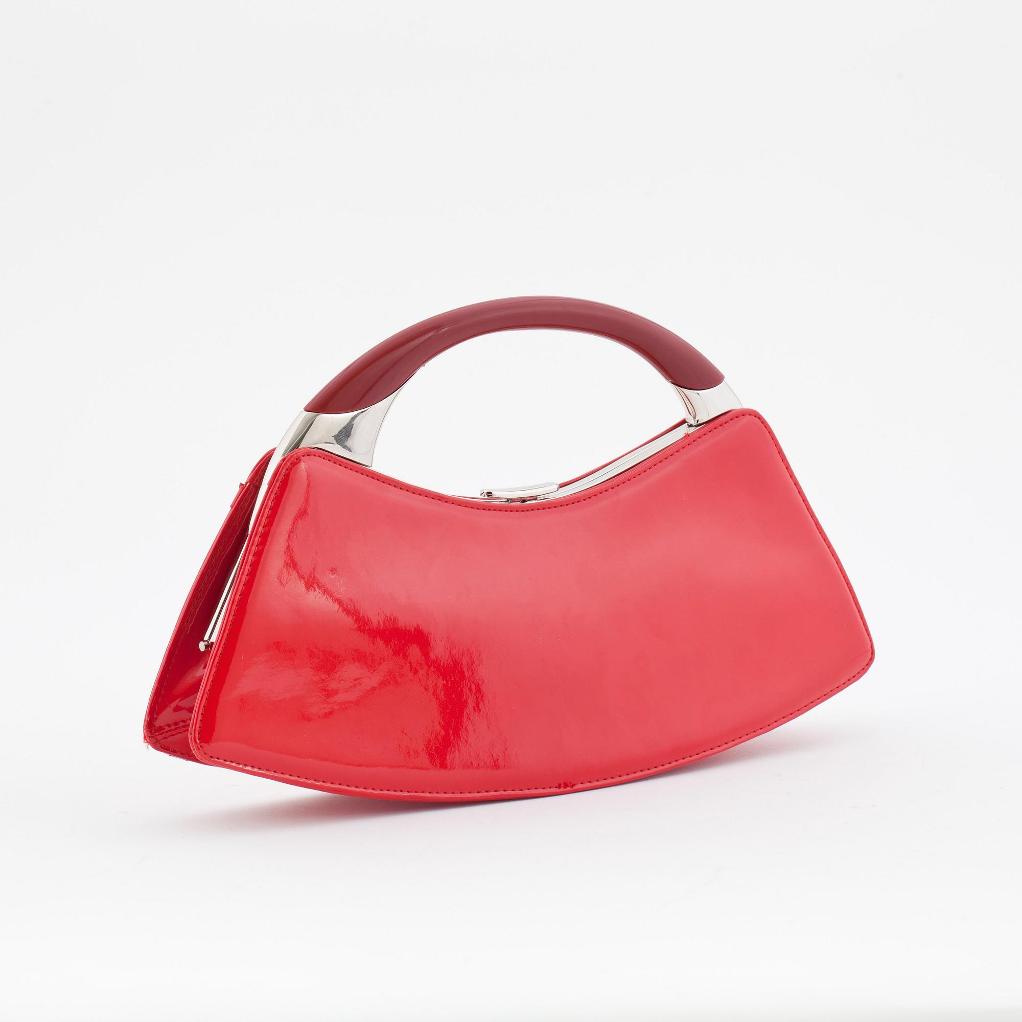 CHRISTIAN DIOR a red patent leather evening bag clutch Frame Sac Fermoir Bukowskis