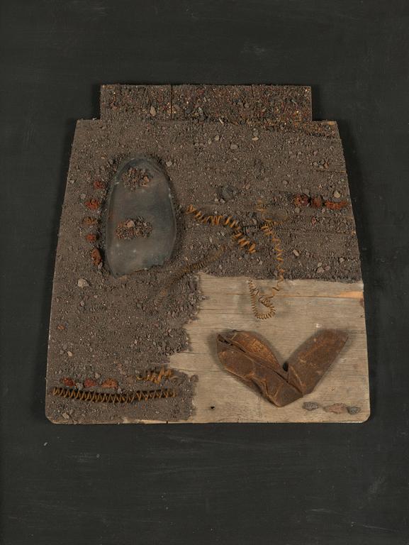 Juhani Harri, assemblage, signed verso.