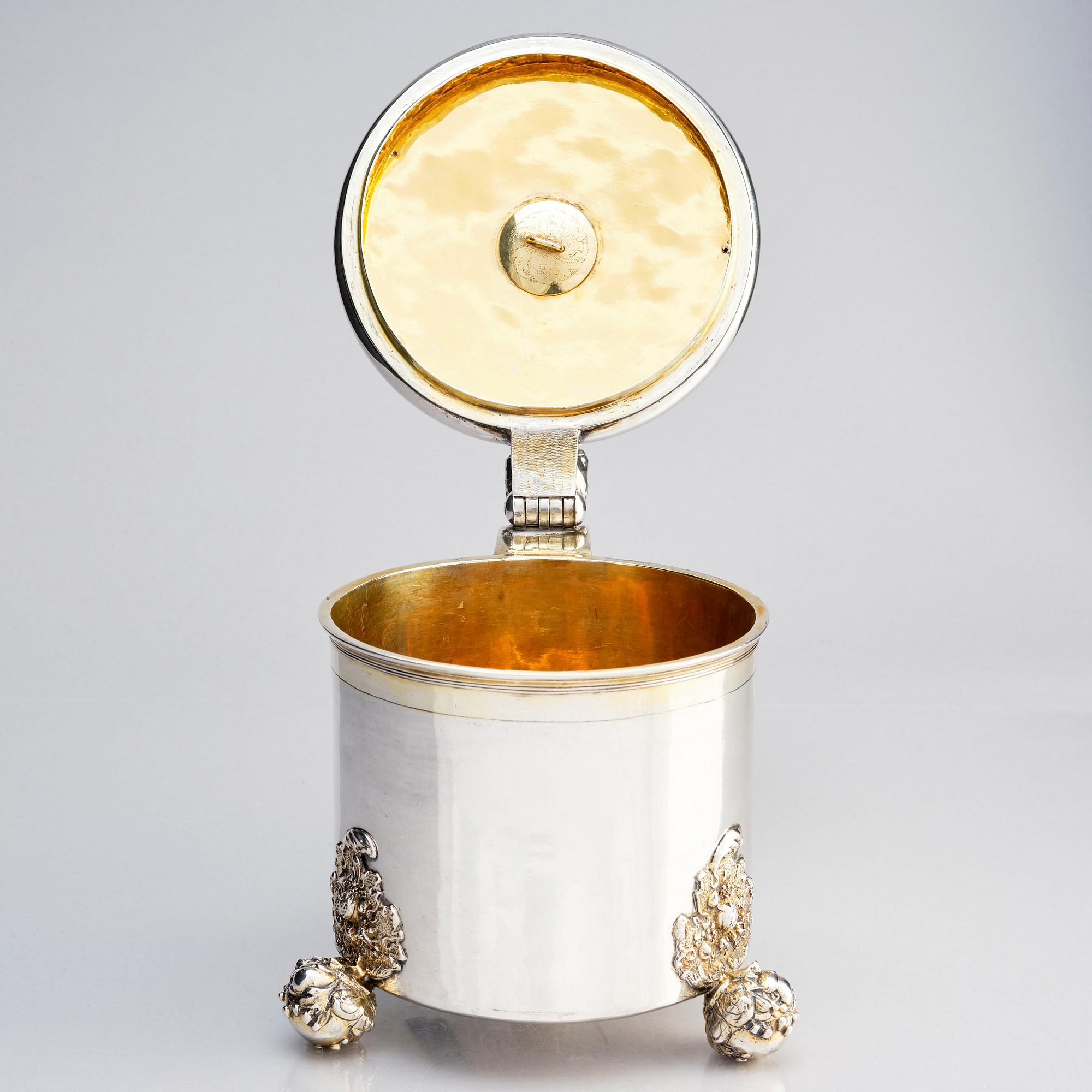 A Swedish Baroque parcel-gilt silver tankard, mark of Friedrich Richter, Stockholm 1698.