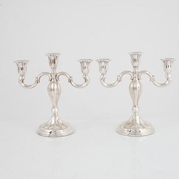 Candelabras, a pair, silver, Thorvald Marthinsen Sølvvarefabrik, Norway.