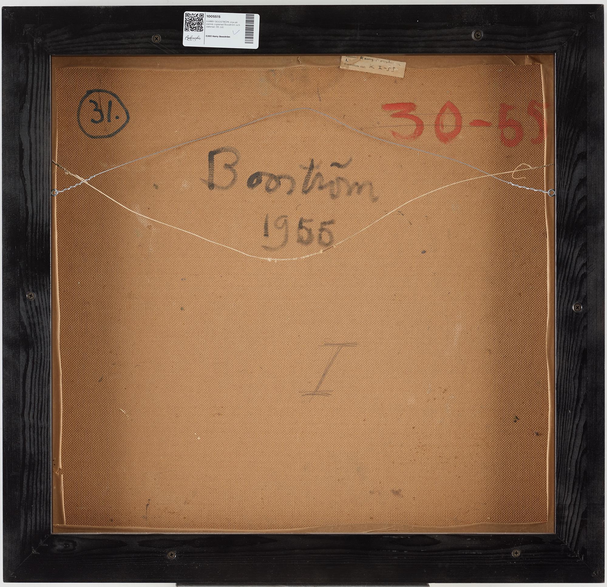 HARRY BOOSTRÖM, oil on panel, signed and dated -55.