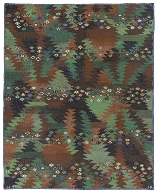 BARBRO NILSSON, matta, gobelängteknik, 289,5 x 238,5 cm, "Tånga brun och grön", signerad AB MMF BN.