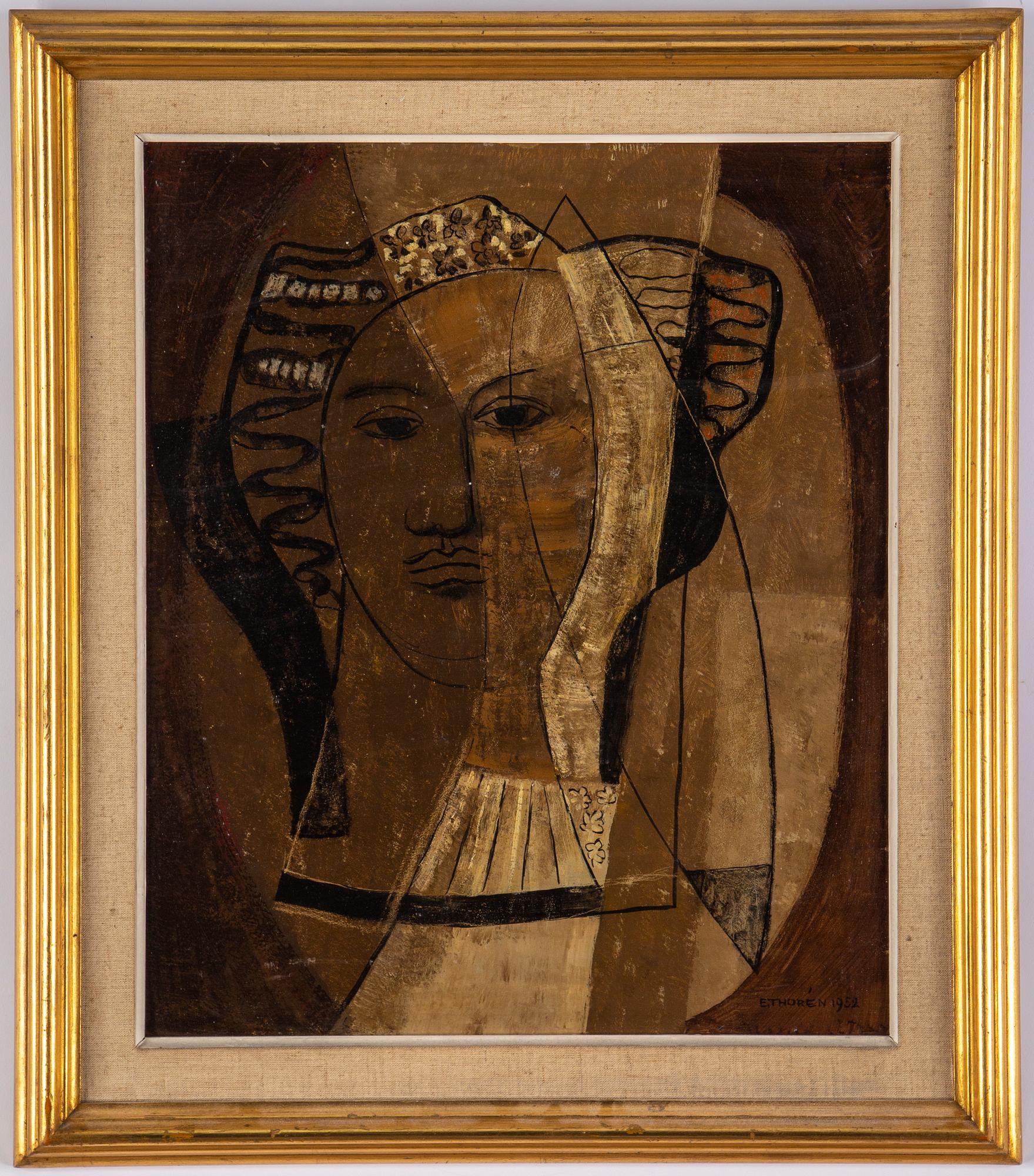 Esaias Thorén, olja på pannå, signerad och daterad 1952.