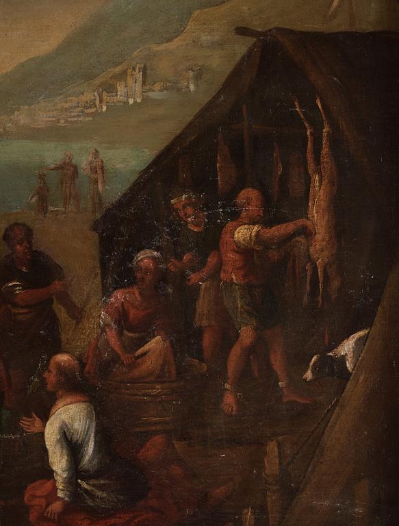 Hendrik van Minderhout, follower of, Harbor scene with oriental merchants.