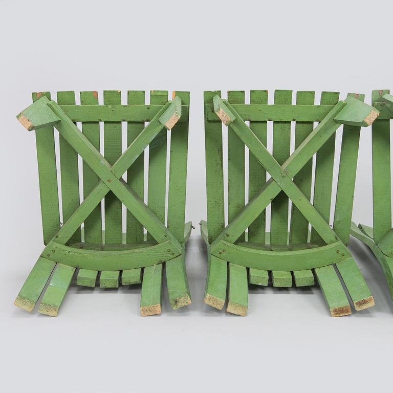 Alvar & Aino Aalto, Four early 1950s 'Aurinko' (Sun-serial) garden chairs, model 910  for O.Y. Huonekalu- ja Rakennustyötehdas A.B.