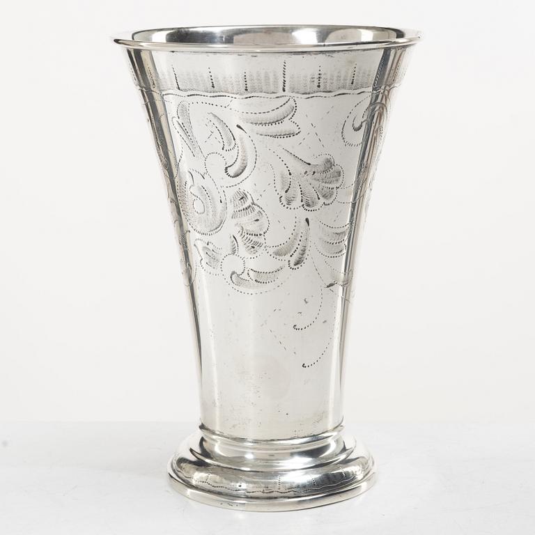 C.G. Hallberg, Beaker, silver, Rococo style, Stockholm 1931.
