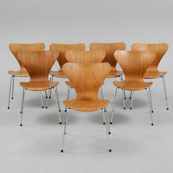 STOLAR, 8 st, "Sjuan", Arne Jacobsen, Fritz Hansen, 1960-70-tal.