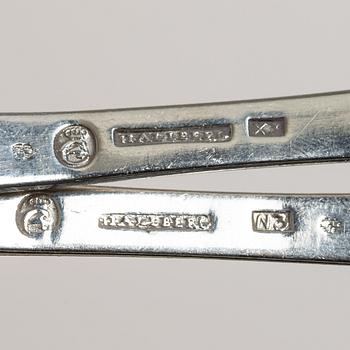 Nine Swedish silver spoons, early 19th century.