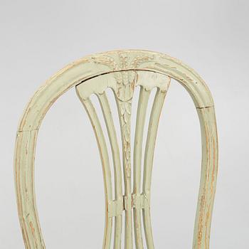 Stolar, 6 st, sengustavianska, sannolikt Lindome, snarlika, omkring 1800.