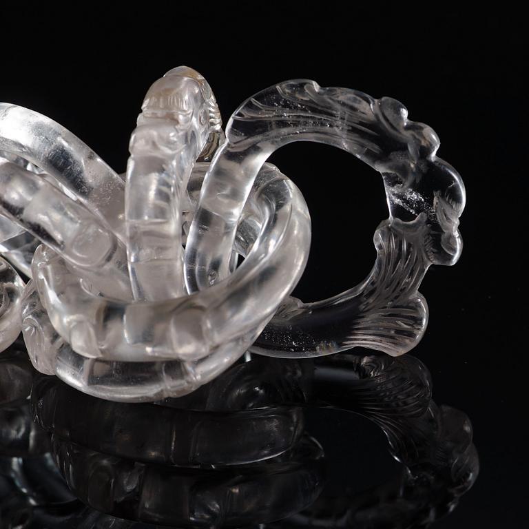 A rock crystal chain link, Qing dynasty (1644-1912).