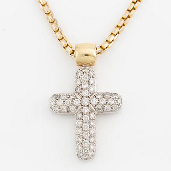 Cross 14K gold with brilliant-cut diamonds, with chain 14K gold.