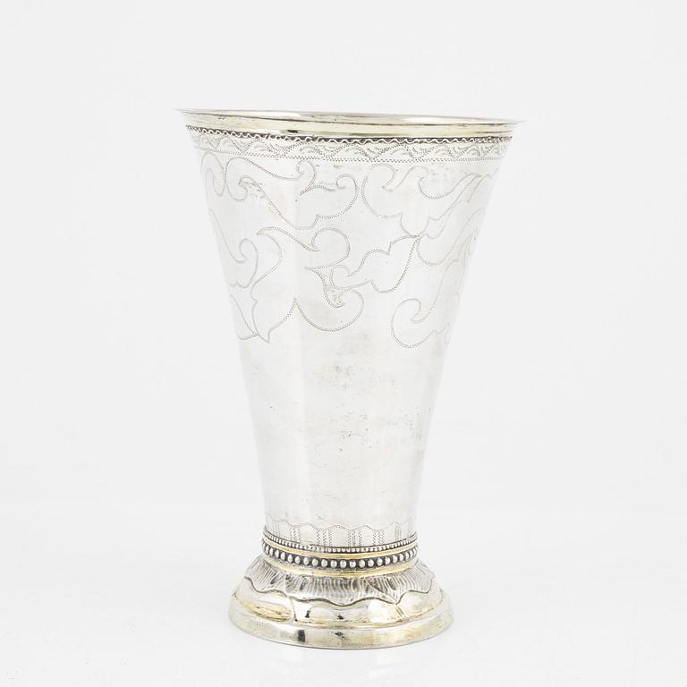 A Swedish parcel-gilt silver beaker, mark of Erik Lemon, Uppsala 1795.