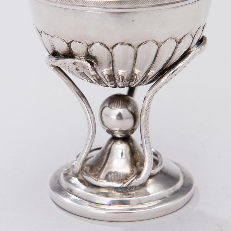 A 19th century silver salt caster, presumably from Bamberg, Germany. Weight 76 g.
