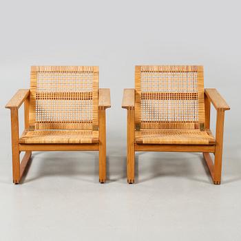 A pair of armchairs by Börge Mogensen for Frederica Furniture in Denmark, model launched in 1956.