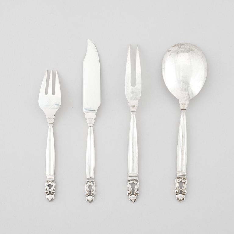 Johan Rohde, bestick, 18 delar Konge/Acorn, Georg Jensen, Köpenhamn efter 1945, sterling.