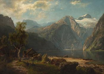 August Wilhelm Leu, oil on canvas, signed and dated 1858.