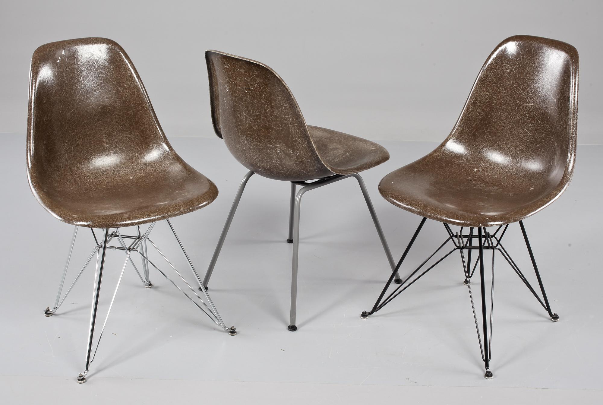 STOLAR, 6 st, "Plastic chair", Charles och Ray Eames, Vitra/Herman Miller, 1900-talets andra hälft.