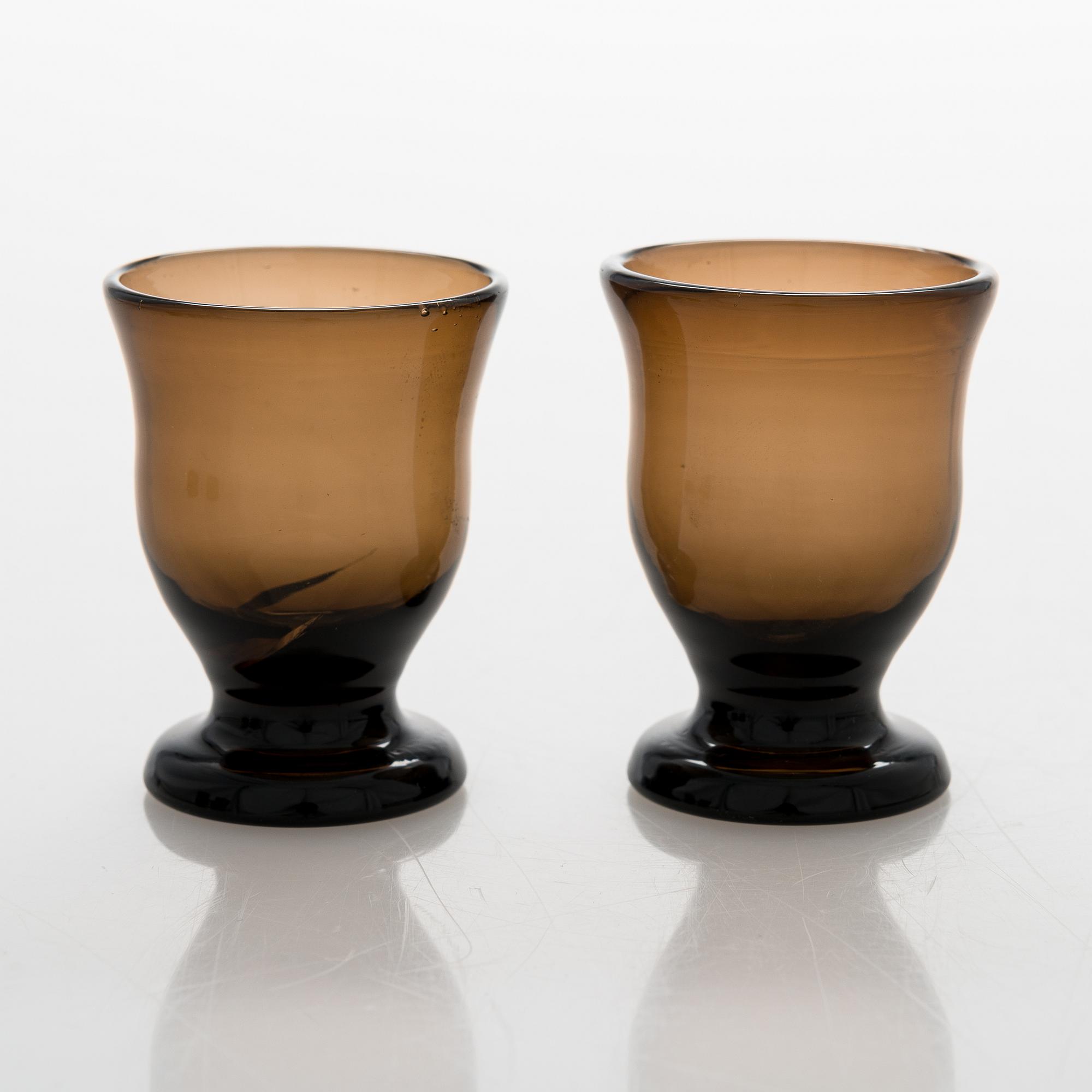 Gunnel Nyman, schnapps glasses, 6 pcs, number 3254, 5 cl, Riihimäen Lasi Oy. Finland. 1932.