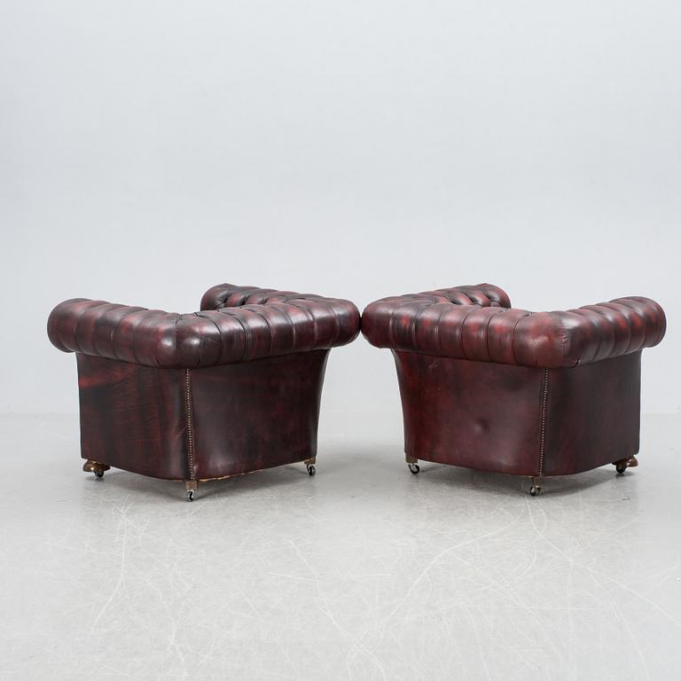 SOFFGRUPP, 3 delar, Chesterfield-stil. 1900-talets slut.