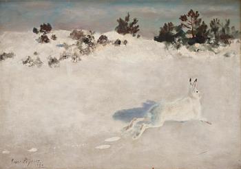 616. Bruno Liljefors, Winter landscape with hare.