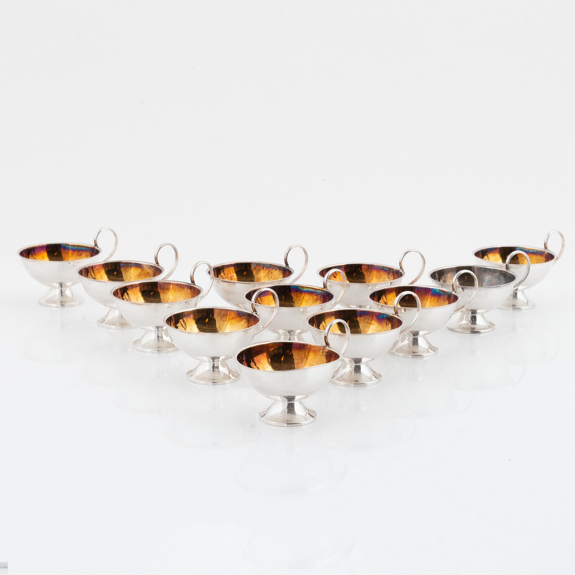 Punchmuggar, 12 st, silver, Cesons, Göteborg 1974 samt 1995.