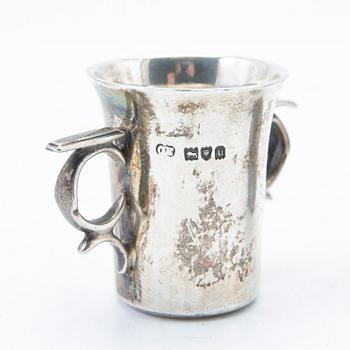 Cups, 6 pcs, silver, England, 19th century.