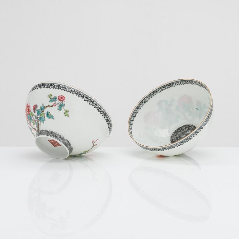 Skålar, 4 stycken, porslin, Kina, 1900-talets mitt.