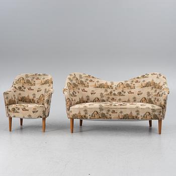 Carl Malmsten, soffa och fåtölj, "Samspel", 1900-talets andra hälft.