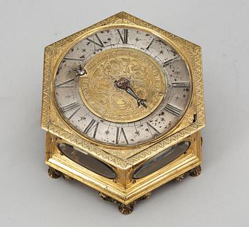 A Baroque 17th Century table clock by Wolffgand Günter, Gedau.