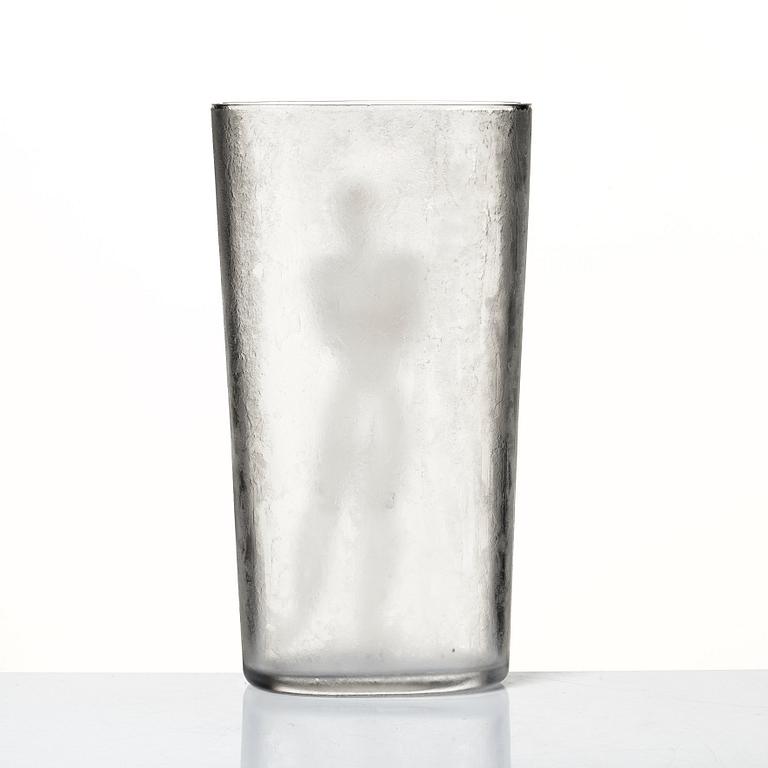 Vicke Lindstrand, a cut, engraved and "iced" acid etched glass vase, Orrefors 1937, model LA 1845.