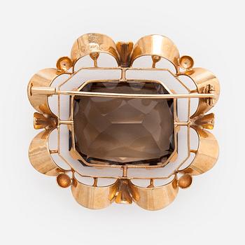 A 14K gold brooch with smoky quartz, Helsinki 1961.