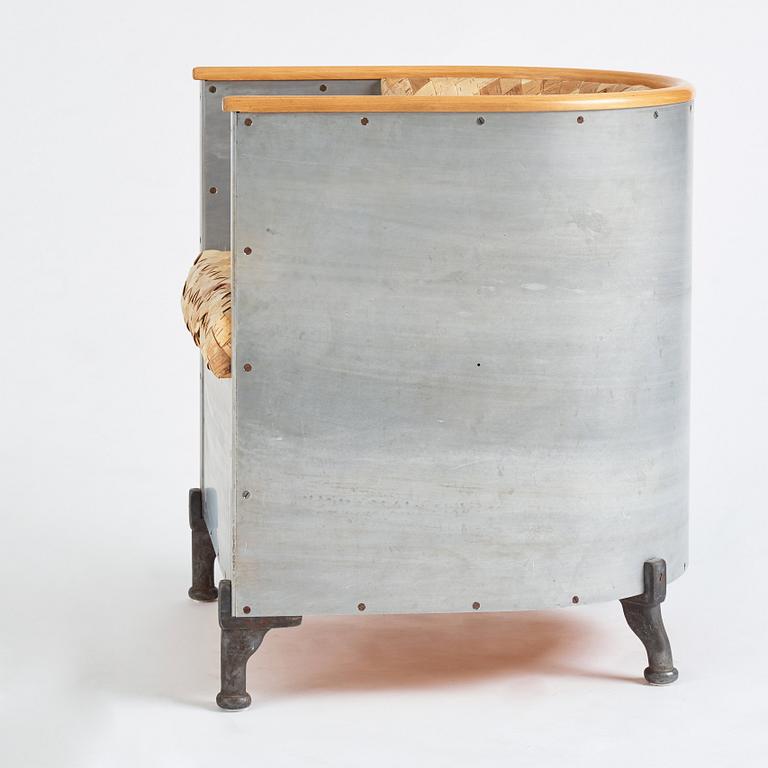 Mats Theselius, "Aluminiumfåtölj", näver, ed. EA 3/5, Källemo, efter 1990.