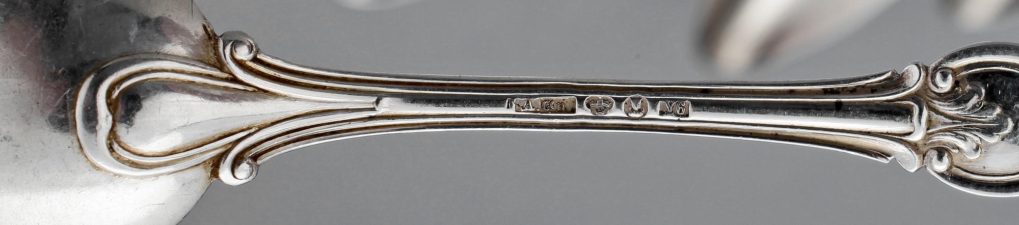 SKEDAR, 6+2, silver, "Olga", flertal mästare, bla JohanTheodor Palmgren i Norrköping, mest 1800-tal. Totalvikt ca 280 g.