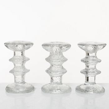 Timo Sarpaneva, a set of ten 'Festivo' glass candlesticks, Iittala, Finland.