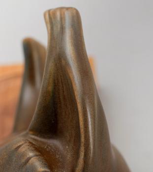 FIGUR, stengods, lodjur, Gunnar Nylund, Rörstrand.