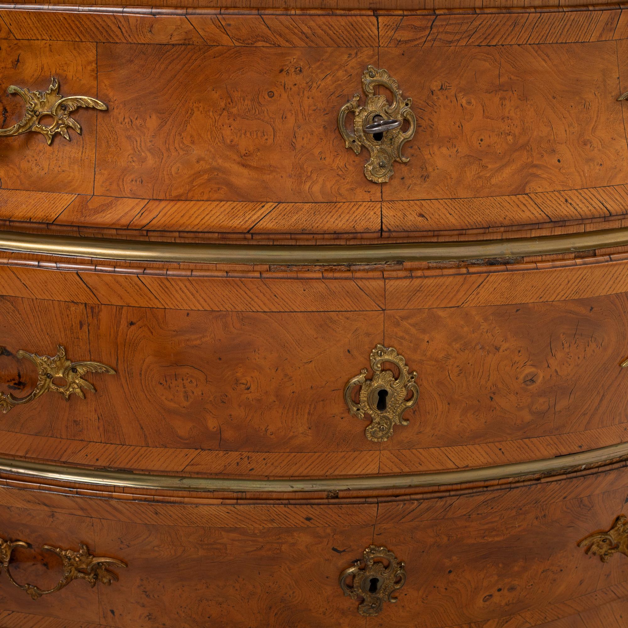 A Swedish rococo chest of drawers, mid 18th Century.