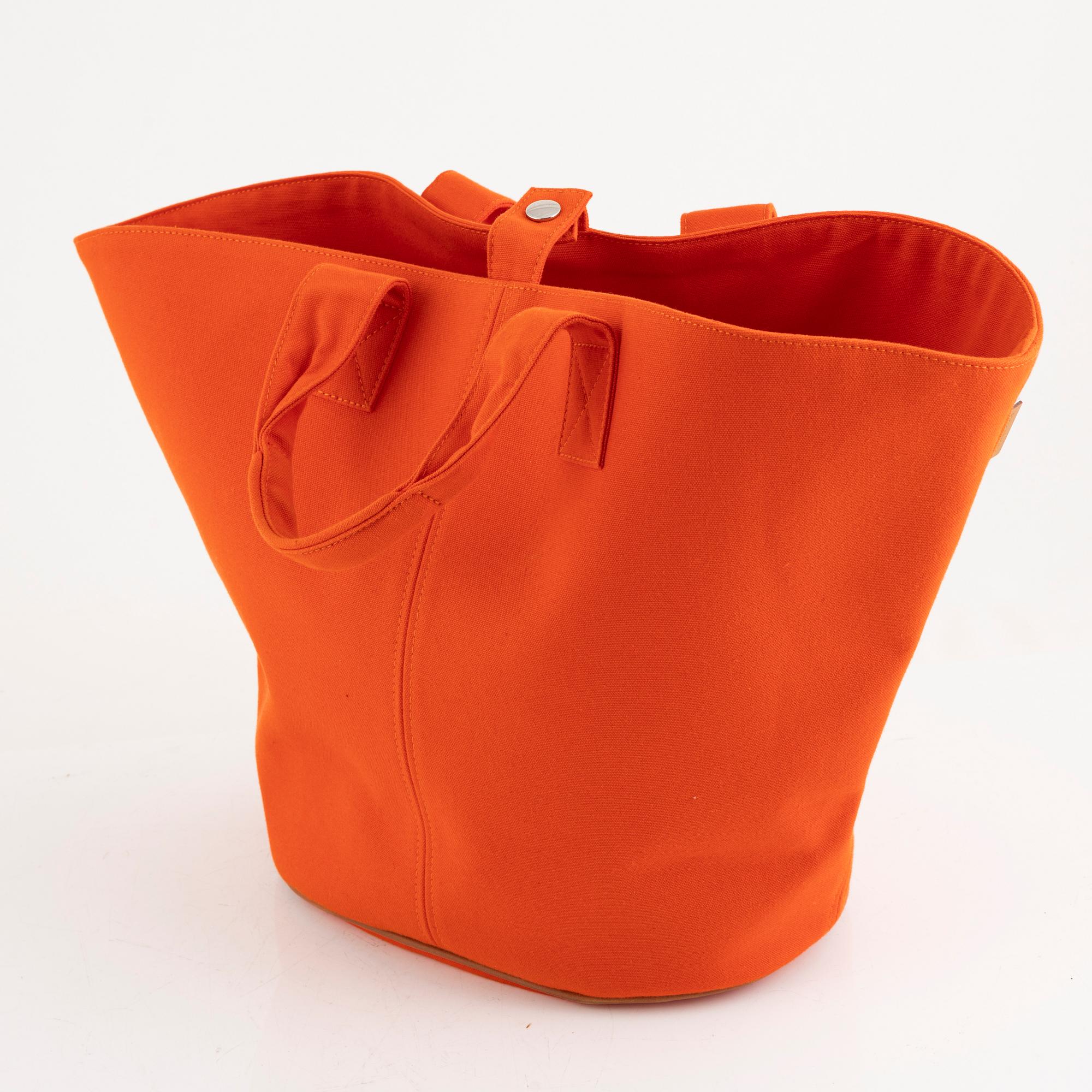 Hermès, an orange cotton 'Panier de Plage PM' totebag.