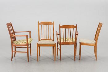 SIX CHAIRS BY CARL MALMSTEN. 20TH CENTURY.