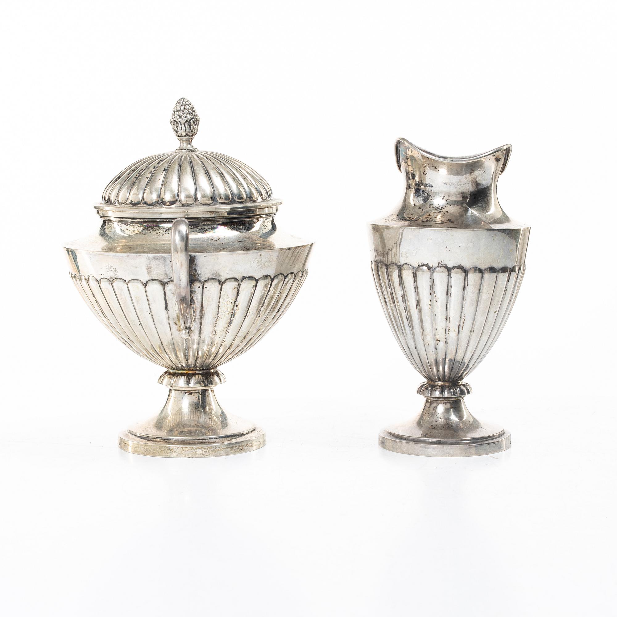 C.G. Hallberg, Tea and coffee service, 4 pieces, silver, Gustavian style, Stockholm 1897–1909.