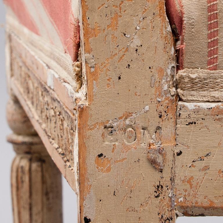 STOLAR, ett par, sengustavianska, signerade Erik Örhmark, EÖM. Ca 1800.