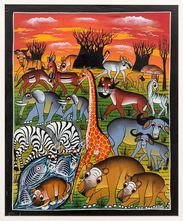 Kitana and Tingatinga painting Wild Animals.