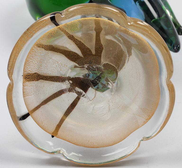 FIGURINER, 2 st, glas, bla Murano, Italien.