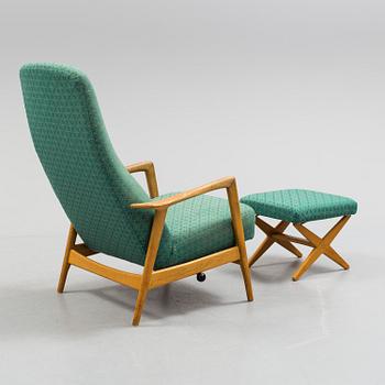 A 1960s Alf Svensson "Contour" armchair and stool.